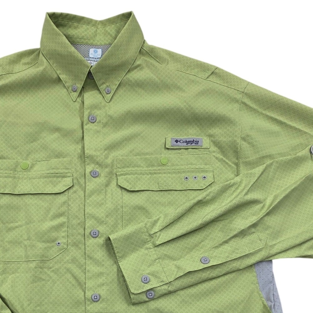 Columbia PFG Cast Away ZERO Long Sleeve Fishing Shirt FM1022 Green Mens Medium